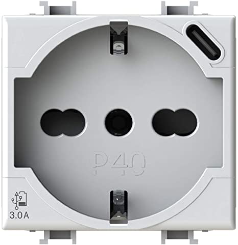 4 BOX SRL - 4BX4B.AM.P40.USB P40 USB 3.0 BTICINO MATIX BIANCA