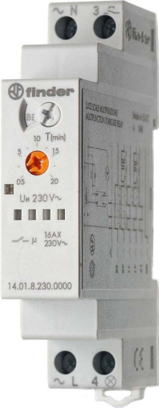 FINDER SPA FIN140182300000 LUCE SCALA MULTIFUNZ. DIN 17,5MM 1NO 20M