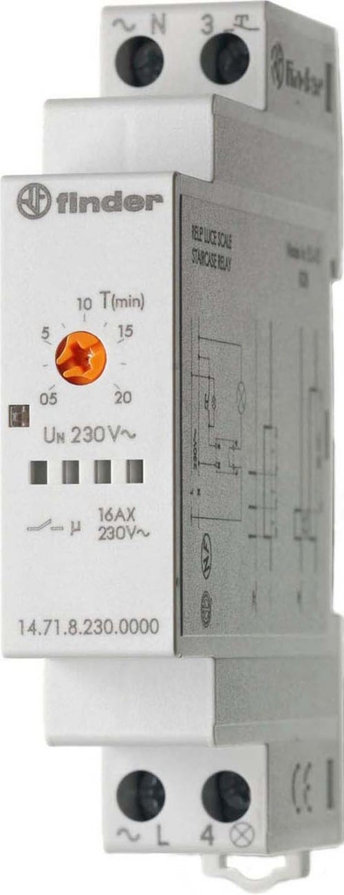 FINDER SPA FIN147182300000 LUCE SCALA DIN 17.5MM 1NO 20MIN-PULIZIAS