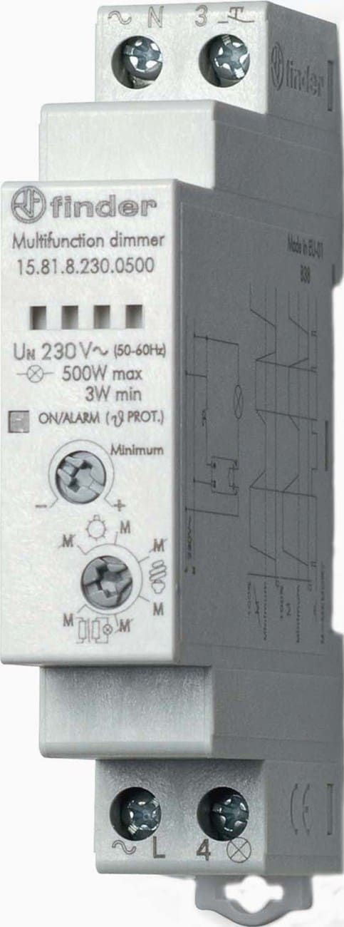 FINDER SPA FIN158182300500 DIMMER DIN 17.5MM LED/CFL/INCAND 500W