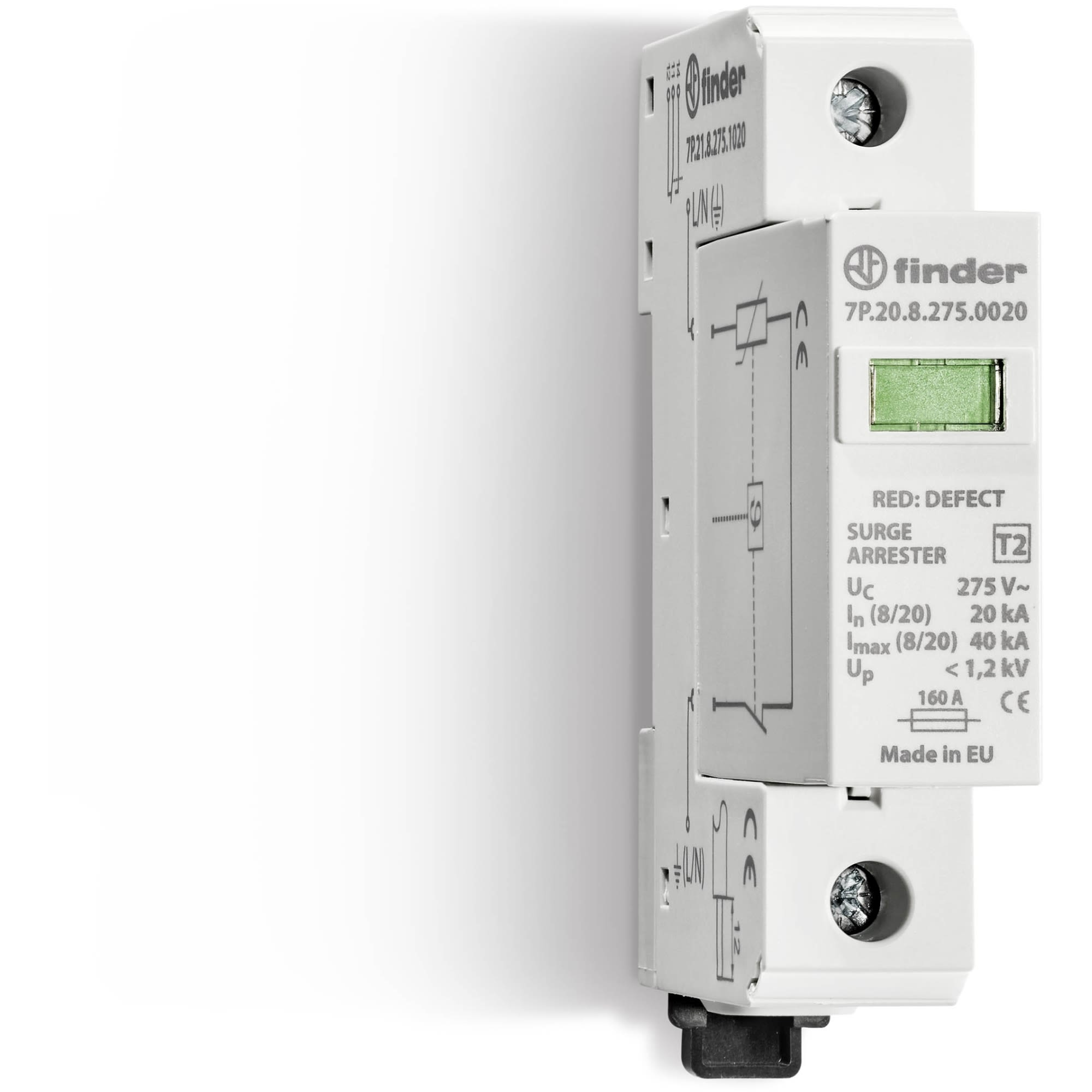 FINDER SPA - FIN7P2182750020 SPD CLASSE2 UNIPOL 1P 275VAC 20kA NO REMOT