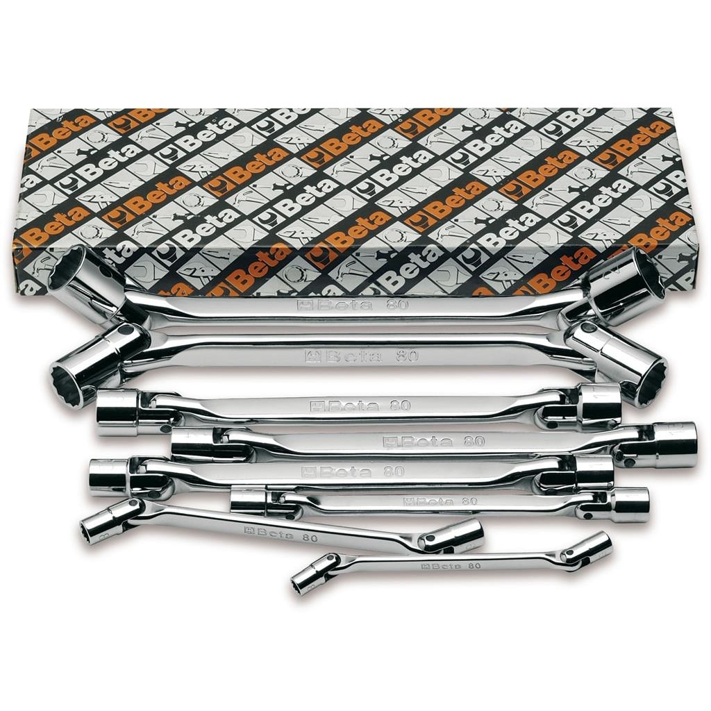 BM SPA - BMM000800051 Serie di 8 chiavi a bussola poligonale snodate doppie (art. 80)