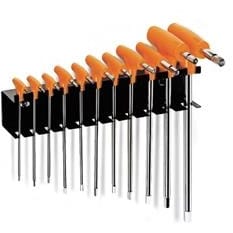 BM SPA - BMM000960957 Serie di 11 chiavi maschio esagonale piegate con impugnatura di manovra (art. 96T) con supporto