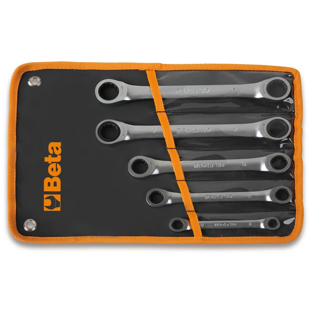 BM SPA - BMM001950066 Serie di 5 chiavi poligonali doppie diritte a cricchetto (art. 195) in busta