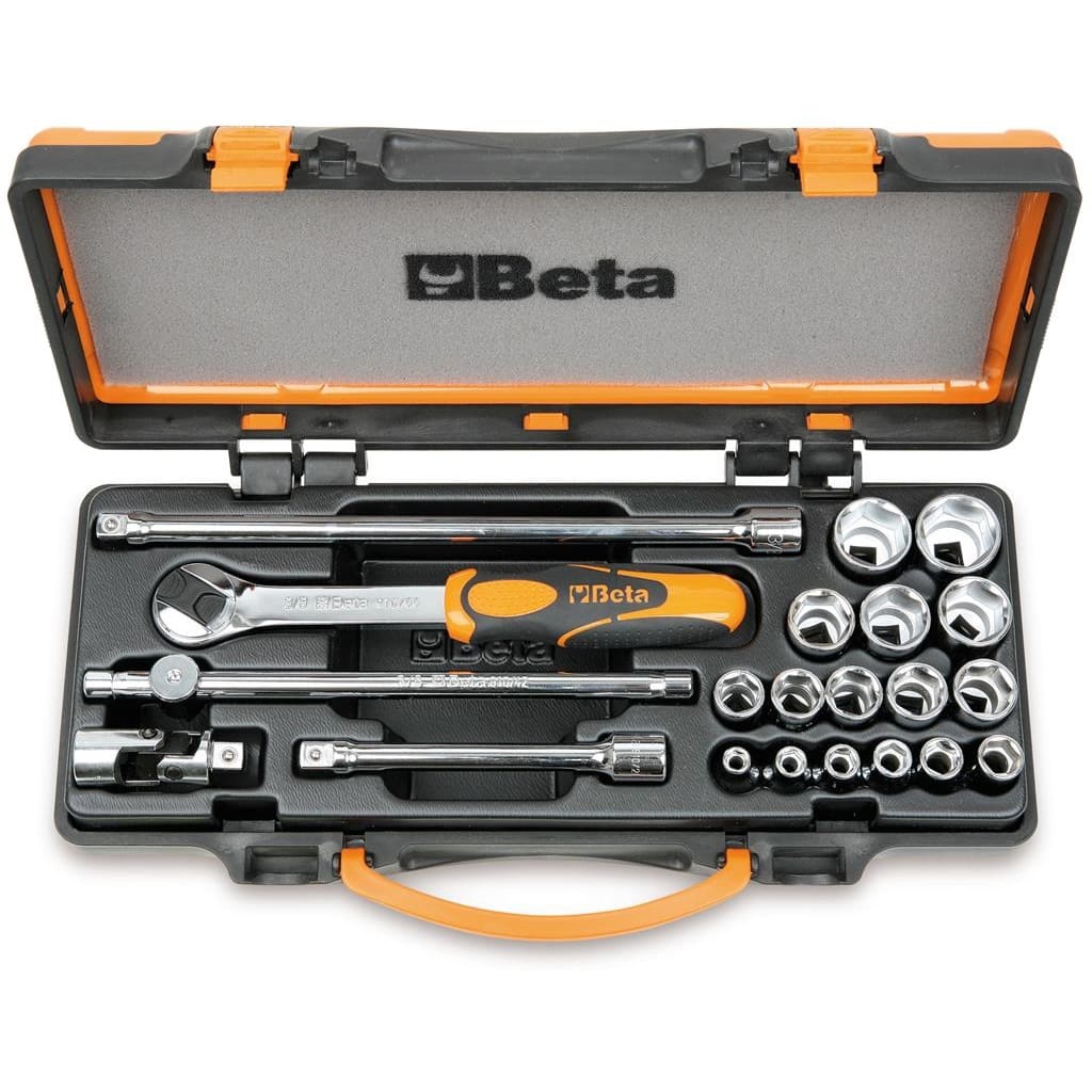 BM SPA - BMM009100935 Assortimento di 16 chiavi a bussola esagonali e 5 accessori in cassetta di lamiera