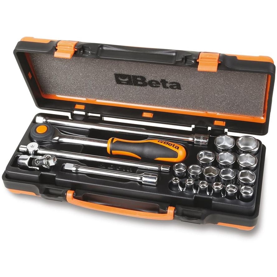 BM SPA - BMM009100936 Assortimento di 16 chiavi a bussola esagonali e 5 accessori in cassetta di lamiera