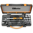 BM SPA - BMM009100937 Assortimento di 16 chiavi a bussola poligonali e 5 accessori in cassetta di lamiera