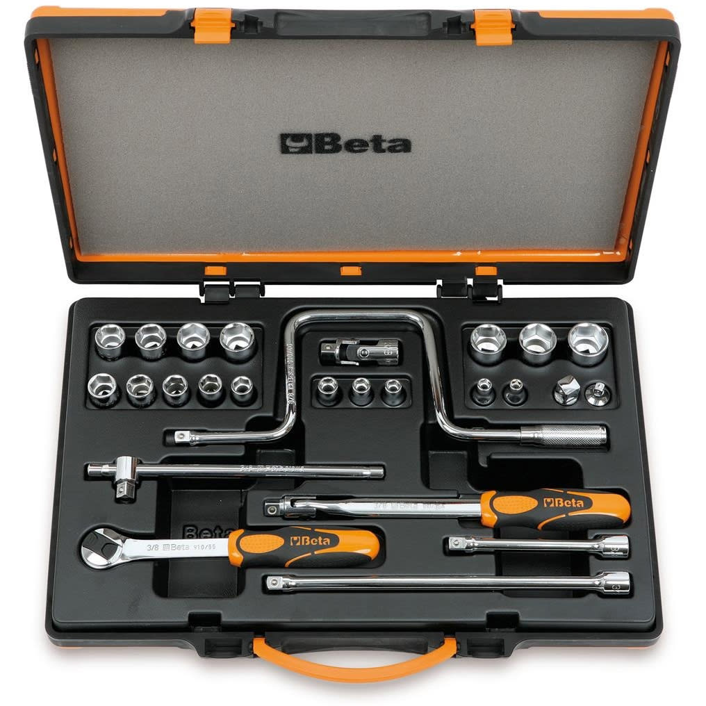 BM SPA - BMM009100938 Assortimento di 17 chiavi a bussola esagonali e 9 accessori in cassetta di lamiera