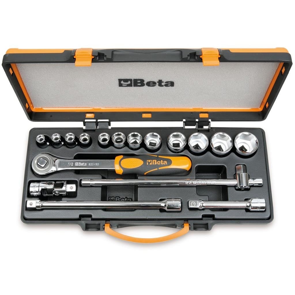 BM SPA - BMM009200931 12 chiavi a bussola esagonali e 5 accessori in cassetta di lamiera