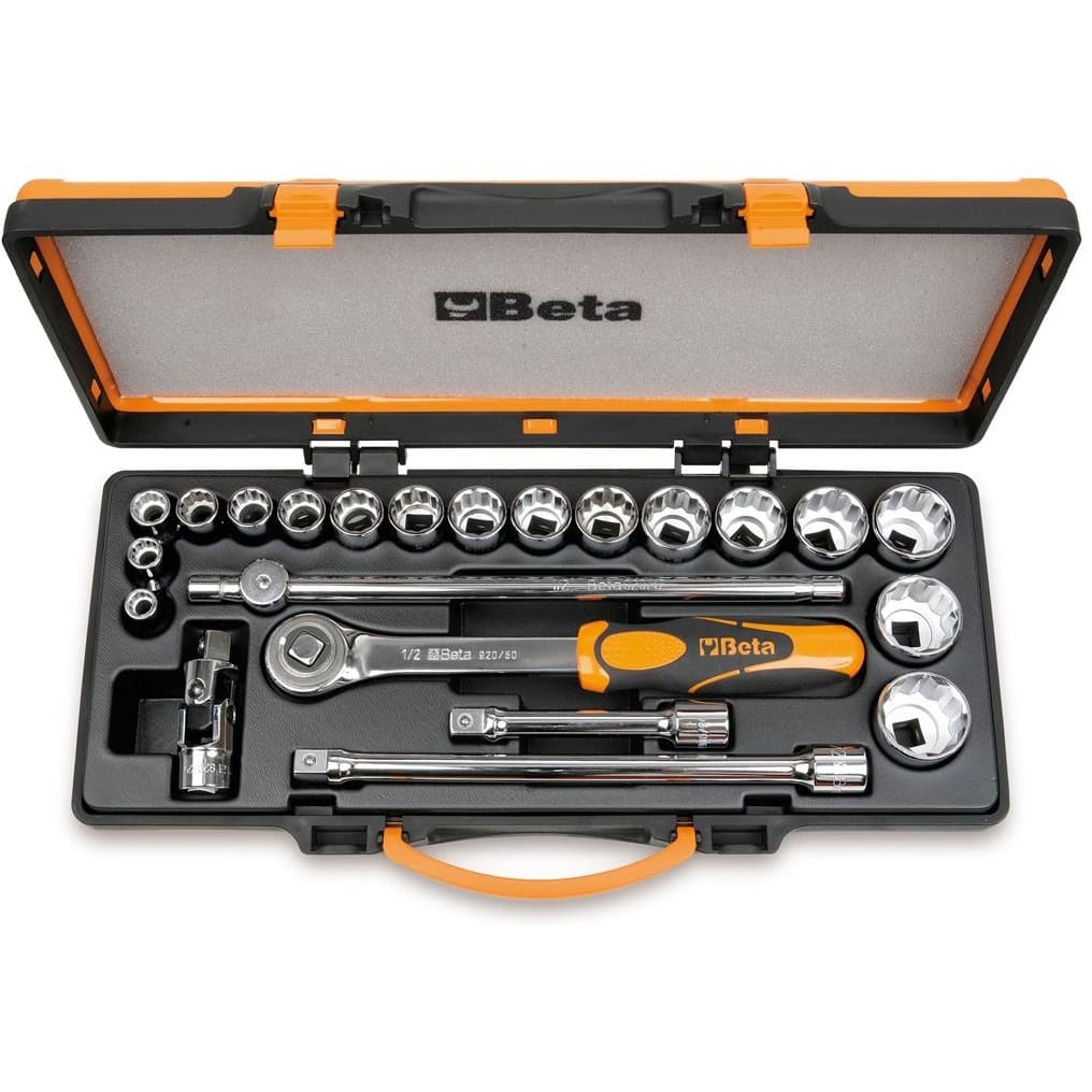 BM SPA - BMM009200942 Assortimento di 17 chiavi a bussola poligonali e 5 accessori in cassetta di lamiera