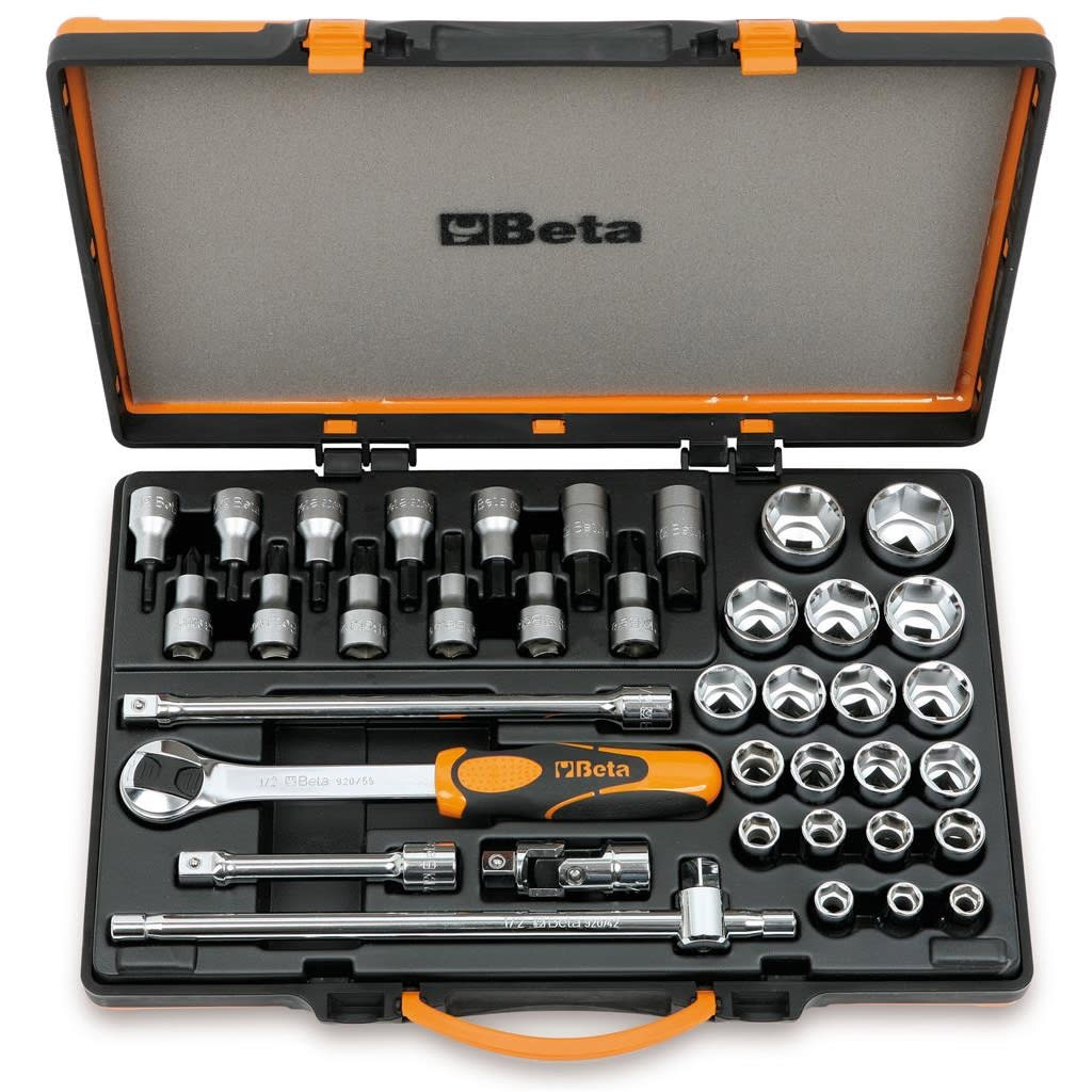 BM SPA - BMM009200985 20 chiavi a bussola esagonali, 13 a giravite e 5 accessori in cassetta di lamiera