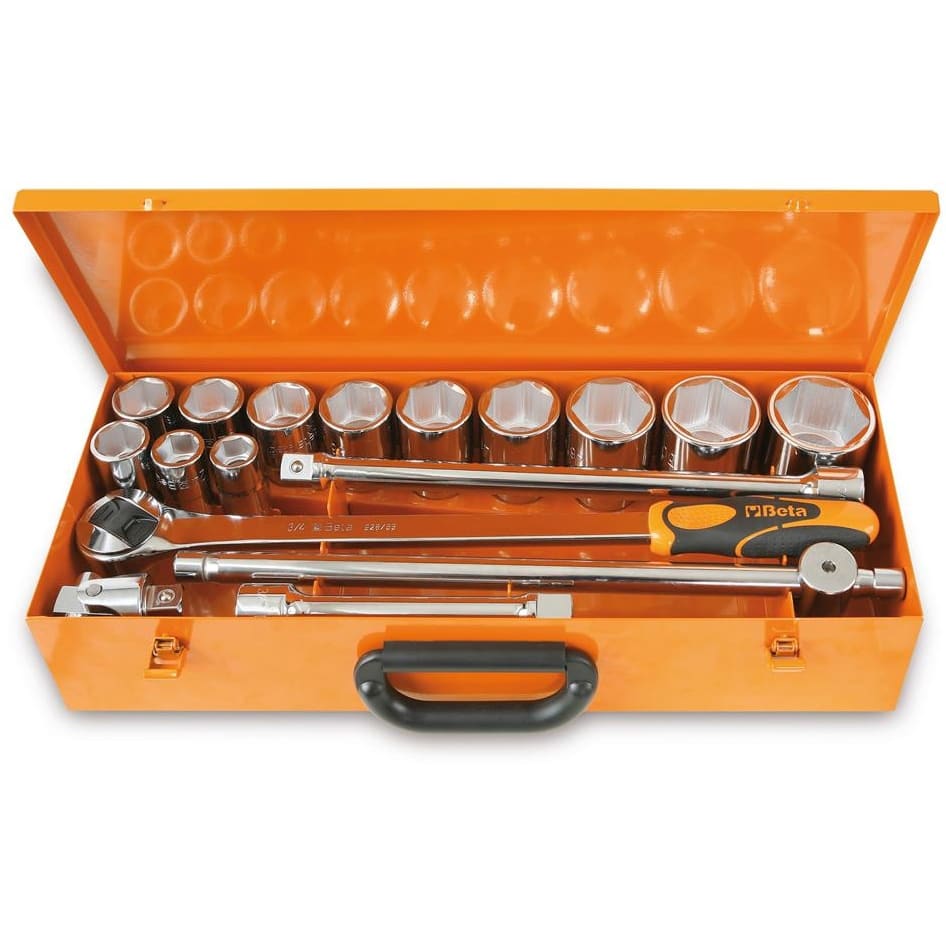 BM SPA - BMM009280968 Assortimento di 12 chiavi a bussola esagonali e 5 accessori in cassetta di lamiera