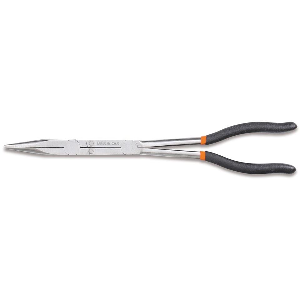 BM SPA - BMM010090058 Pinza a becchi mezzotondi lunghissimi diritti zigrinati, con doppio snodo manici ricoperti con 2 strati di PVC antiscivolo