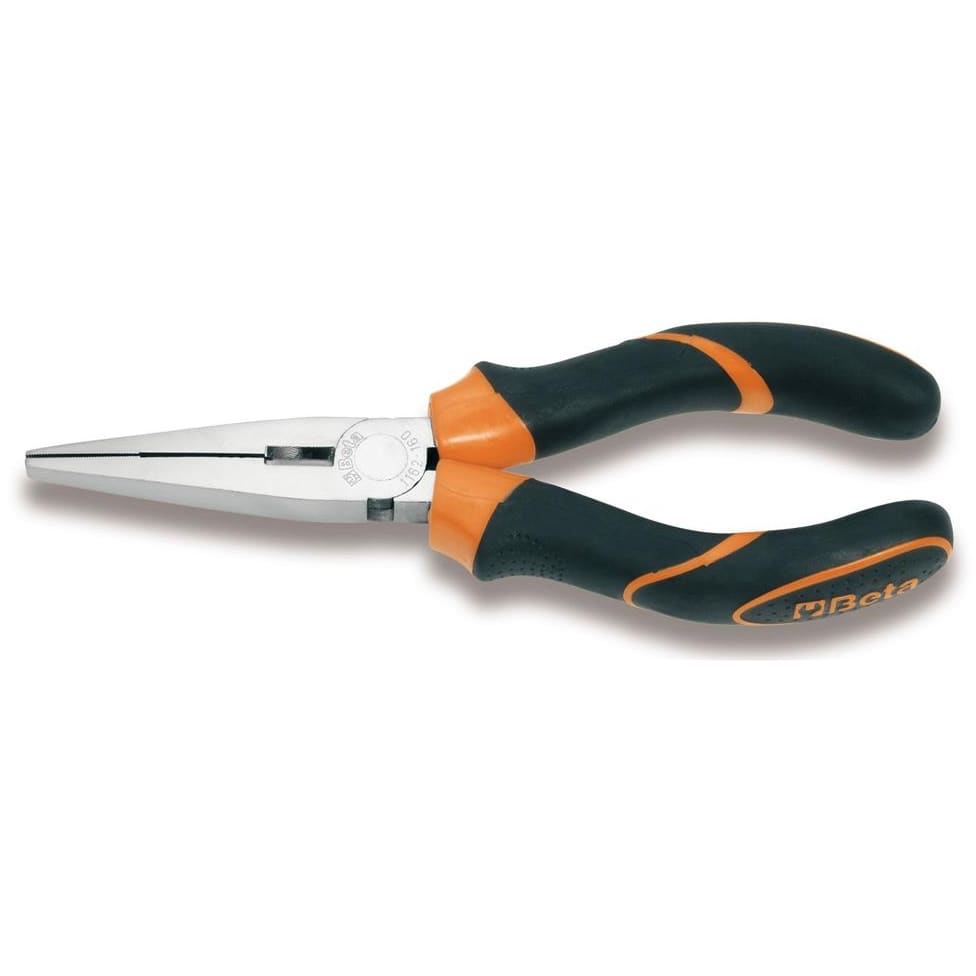 BM SPA - BMM011620036 Pinze a becchi piatti lunghissimi diritti zigrinati, cromate, impugnatura bimateriale