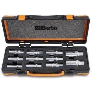 BM SPA - BMM014330311 Serie di 11 estrattori a rulli per viti prigioniere con attacco quadro femmina 1/2' ed esagono di manovra in cassetta metallica con termoformato morbi