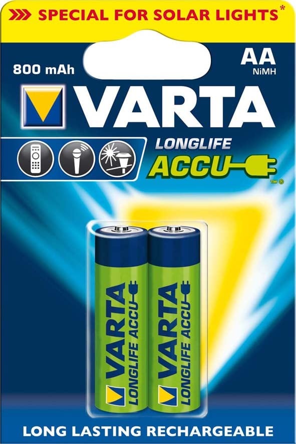 VARTA CONSUMER BATT VAT56736101402 AA (STILO) RECHARGE ACCU SOLAR X2 (800 M