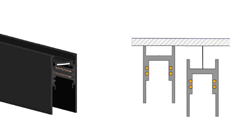 SIDE SPA - SDEM-25202H BINARIO 48VDC PLAFONE SOSPENSIONE L.3000