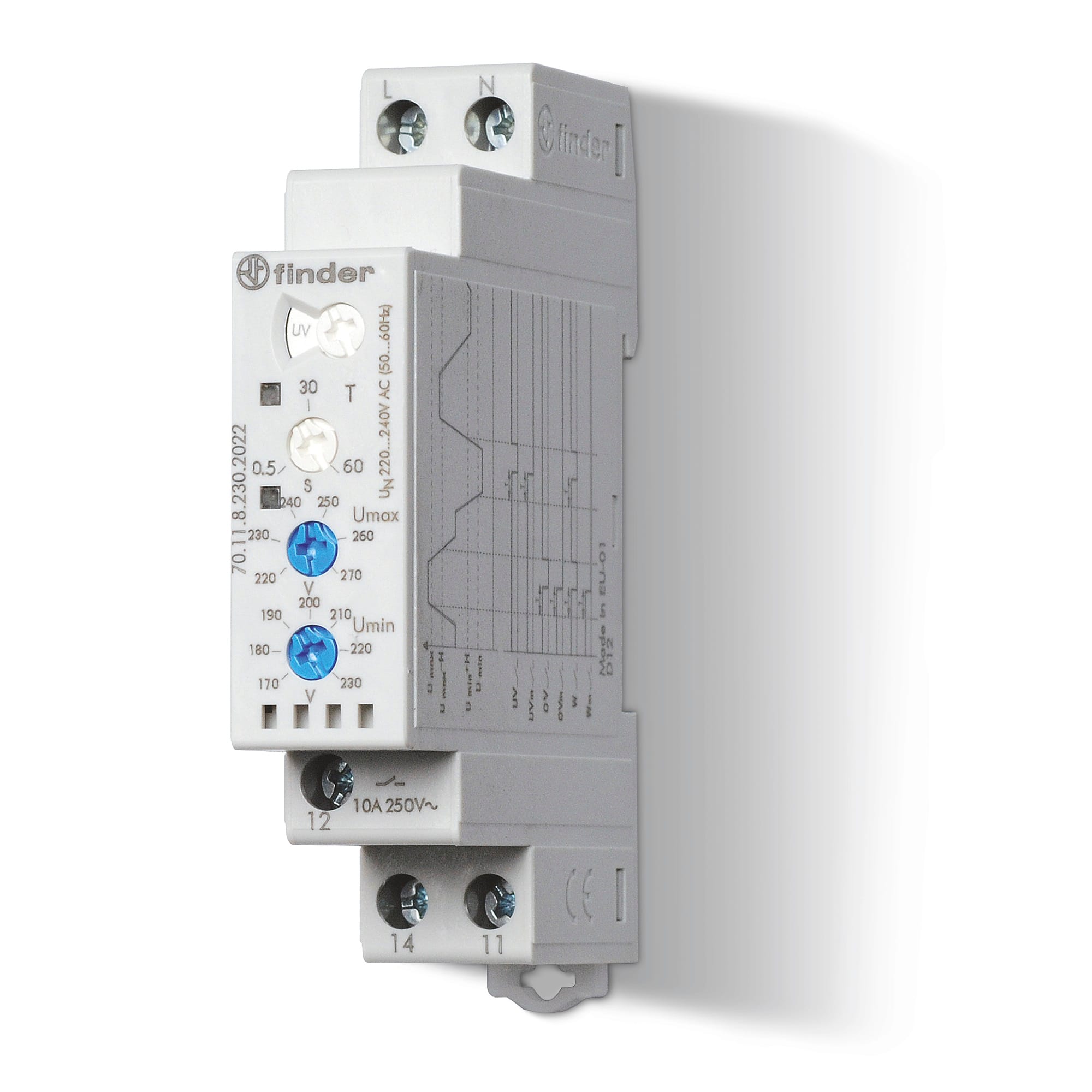 FINDER SPA FIN701182302022 CONTROLLO TENSIONE MONOFASE UMIN/UMAX 1C