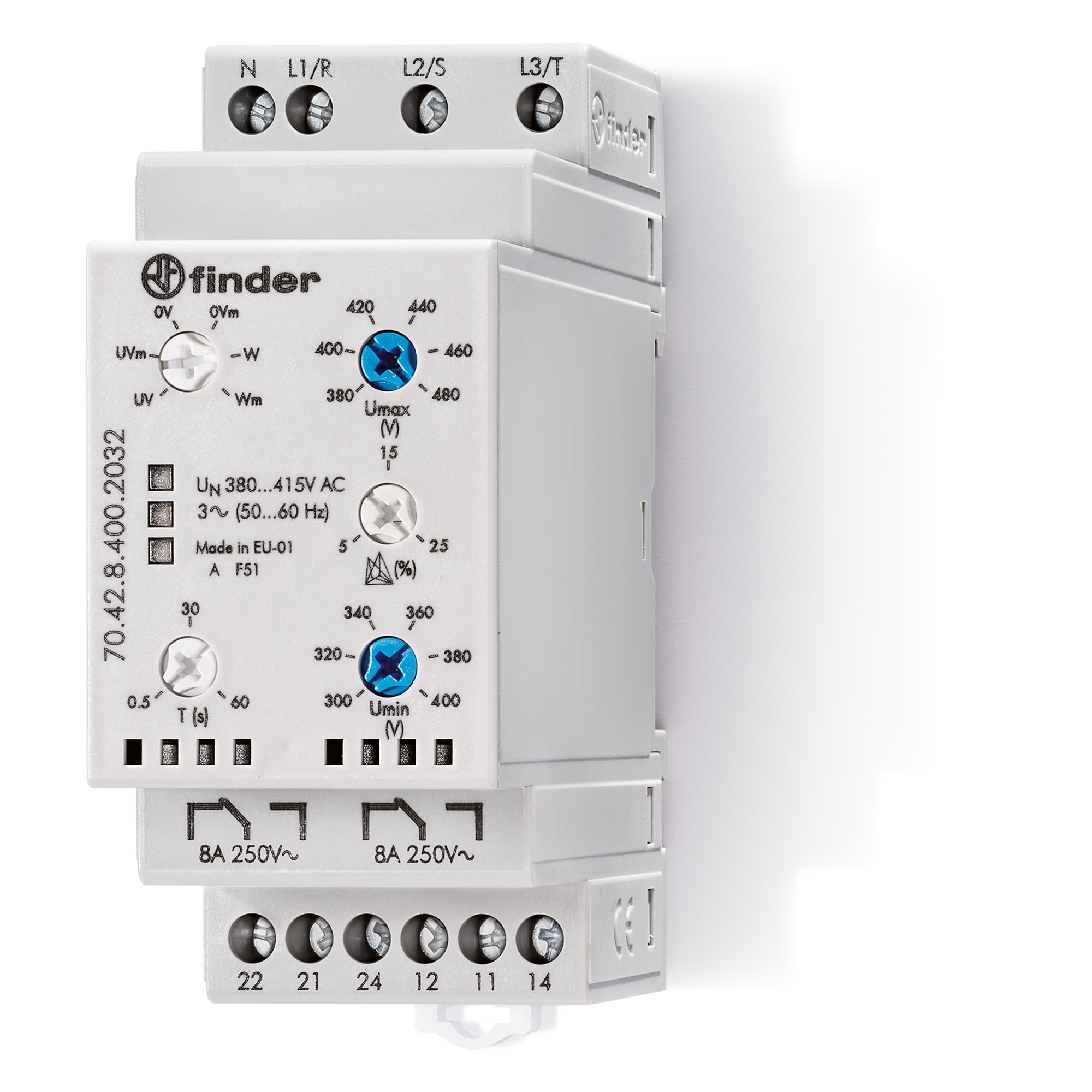 FINDER SPA FIN704284002032 CONTROLLO TENSIONE TRIFASE+NEUTRO 2CO