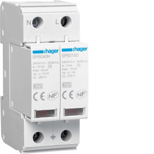 HAGER HAGSPB215D SPD 2P T2 TNS/TT 15KA