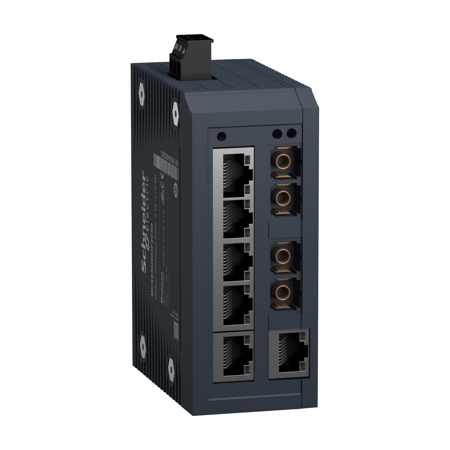 SCHNEIDER ELECTRIC - SNRMCSESU083F2CS0 switch di rete, Modicon Networking, standard non gestito, 6 porte per rame con 2 porte per fibra ottica monomodale