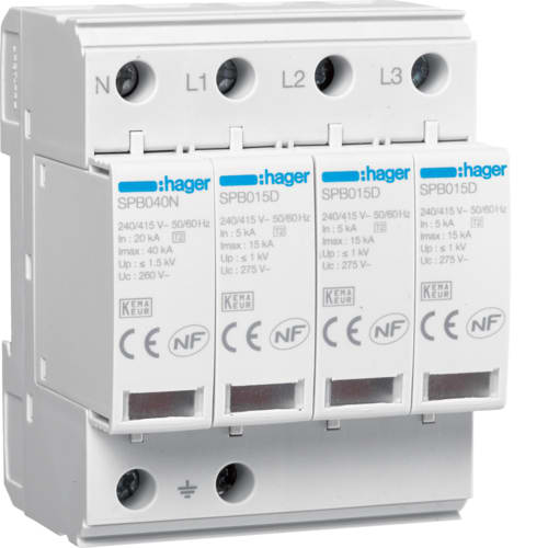 HAGER HAGSPB415D SPD 4P T2 TNS/TT 15KA