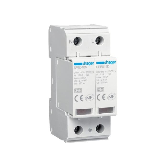 HAGER HAGSPB215R SPD 2P T2 TNS/TT 15KA CON CONTATTO AUX