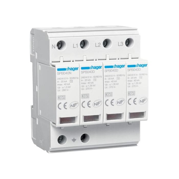 HAGER HAGSPB440D SPD 4P T2 TNS/TT 40KA