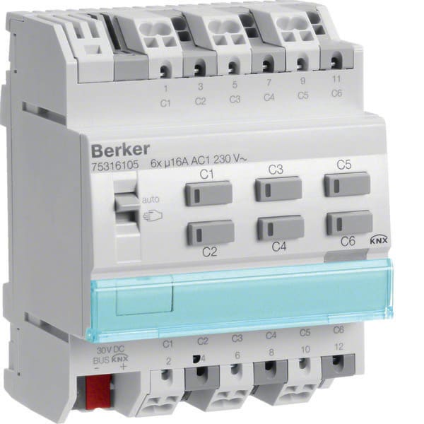BERKER - BRK75316105 MOD.KNX+ TP 6 OUT 16A AC1 230V CAP 4M