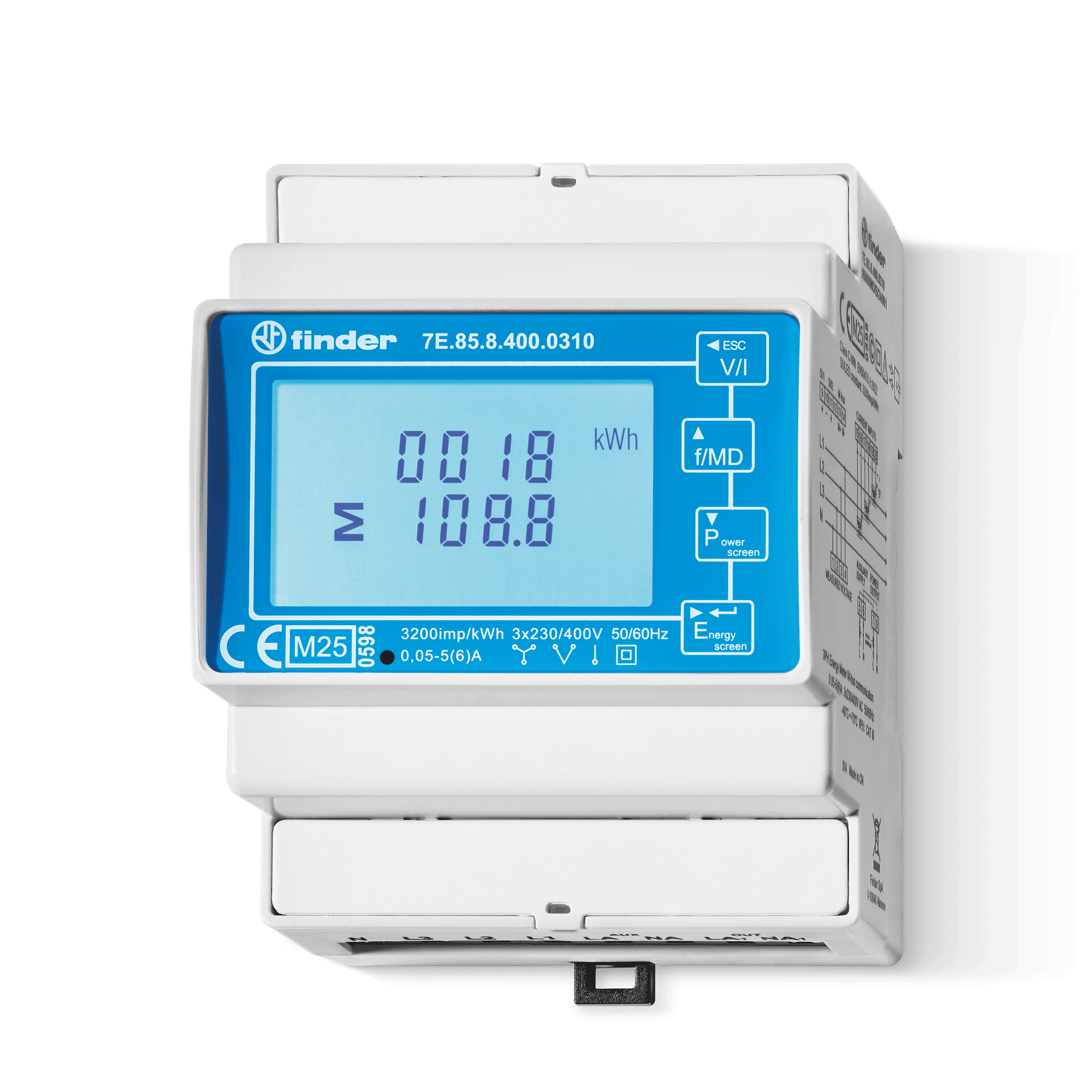 FINDER SPA FIN7E8584000212 CONTATORE ENERGIA 3FASI LCD TA MODBUS RS