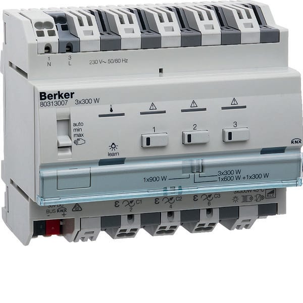BERKER - BRK80313007 MOD.KNX TP DIMMER RLC 3 OUT 900W 230V 6M