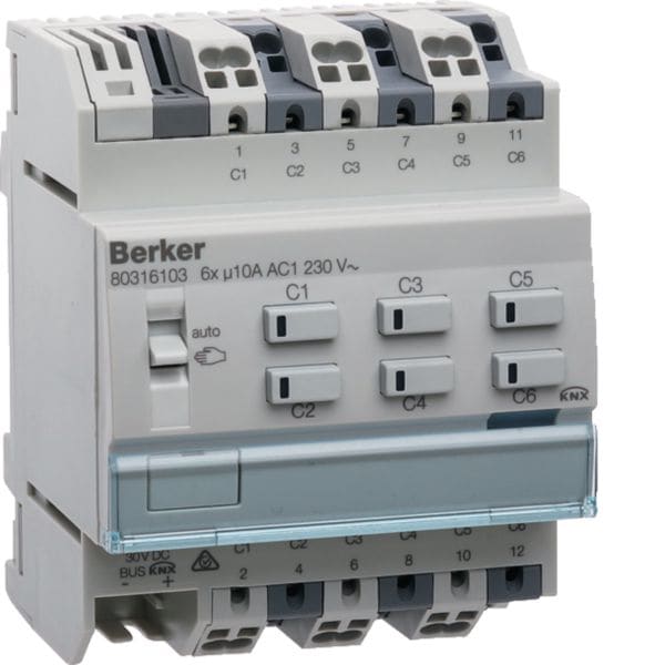 BERKER - BRK80316103 MOD.KNX TP 6 OUT 10A AC1 230V 4M