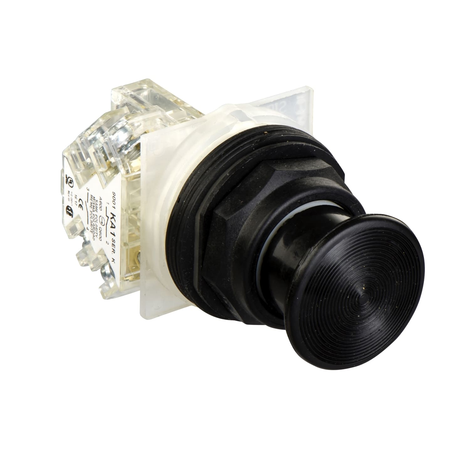 SCHNEIDER ELECTRIC - SNR9001SKR24BH13 Pulsante Ø30 - plastica - testa a fungo Ø35mm - nero - 1NC/NO