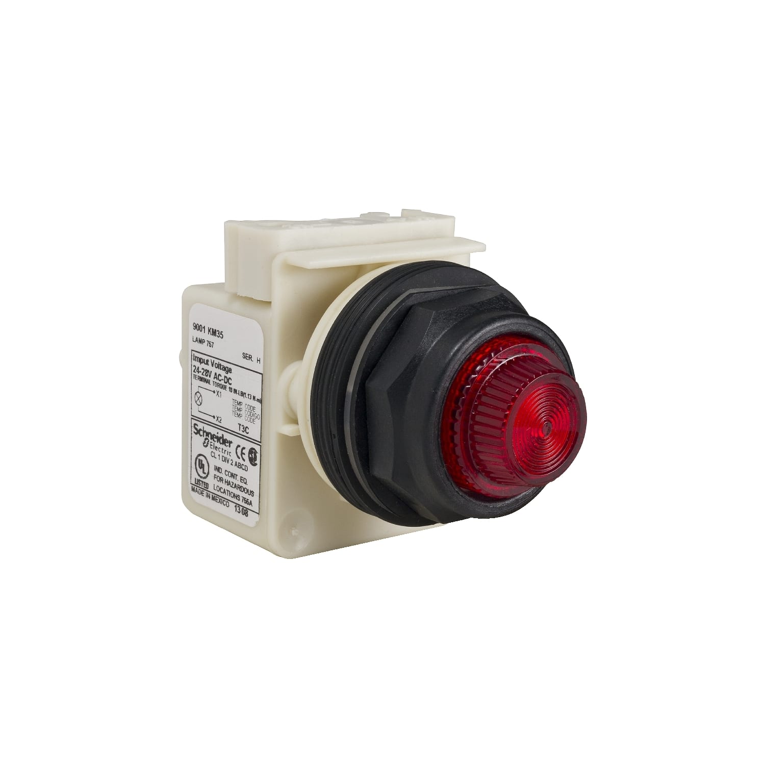 SCHNEIDER ELECTRIC - SNR9001SKT35LRR31 Pulsante luminoso rosso Ø30 - sporgente con ritorno - 24V - 1 NC/NO