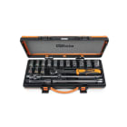 BM SPA - BMM009202964 Assortimento di 14 chiavi a bussola esagonali colorate e 5 accessori in cassetta di lamiera