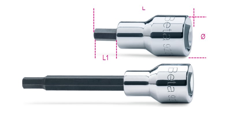 BM SPA - BMM009200435 Chiavi a bussola maschio esagonale con attacco quadro femmina 1/2"cromate - inserti bruniti