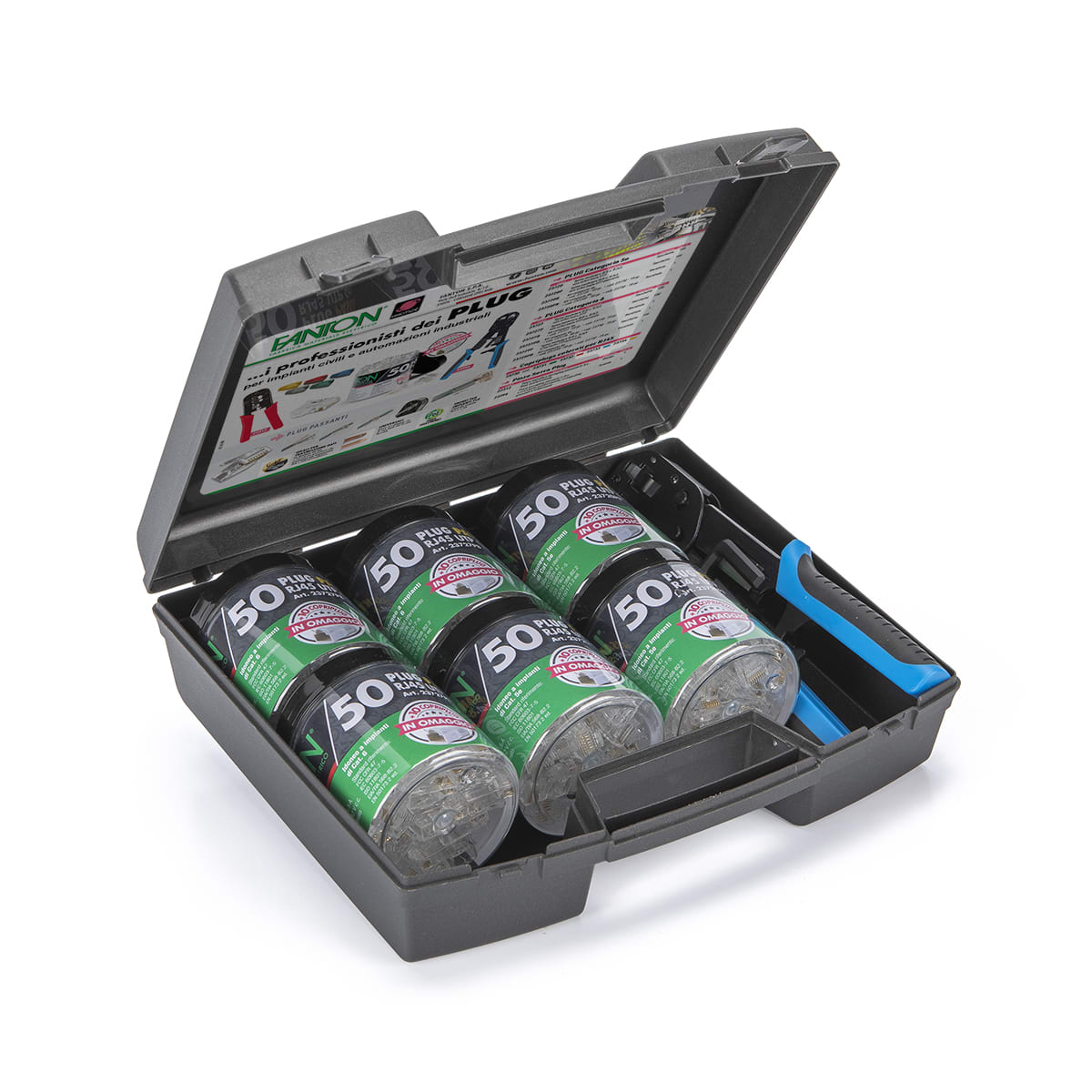 FANTON SPA - FME99917-PP KIT 300 PLUG RJ45 MIX PASSANTI+PINZA