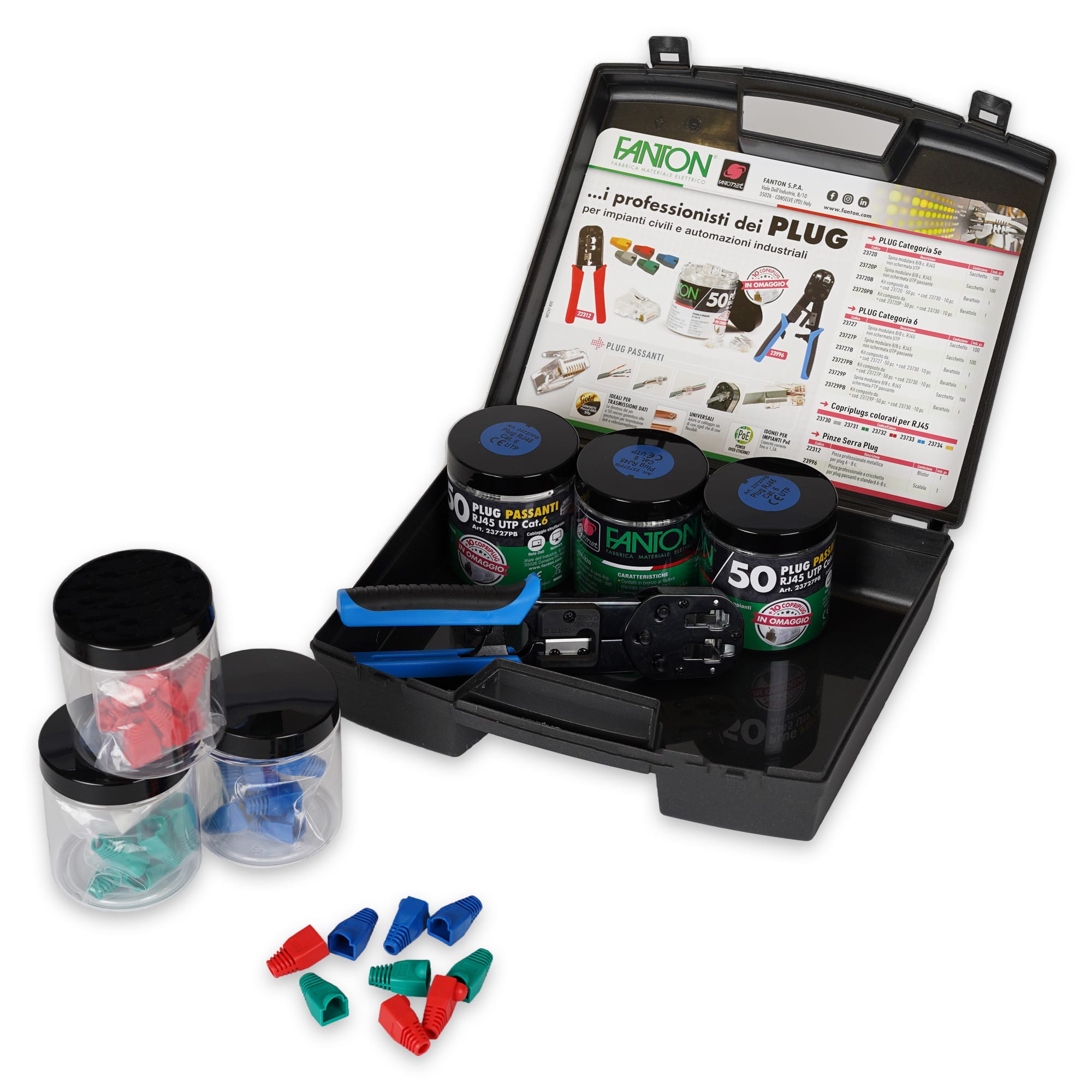FANTON SRL FME99927-6P KIT 150 PLUG RJ45 CAT.6 UTP PAS.+PINZA