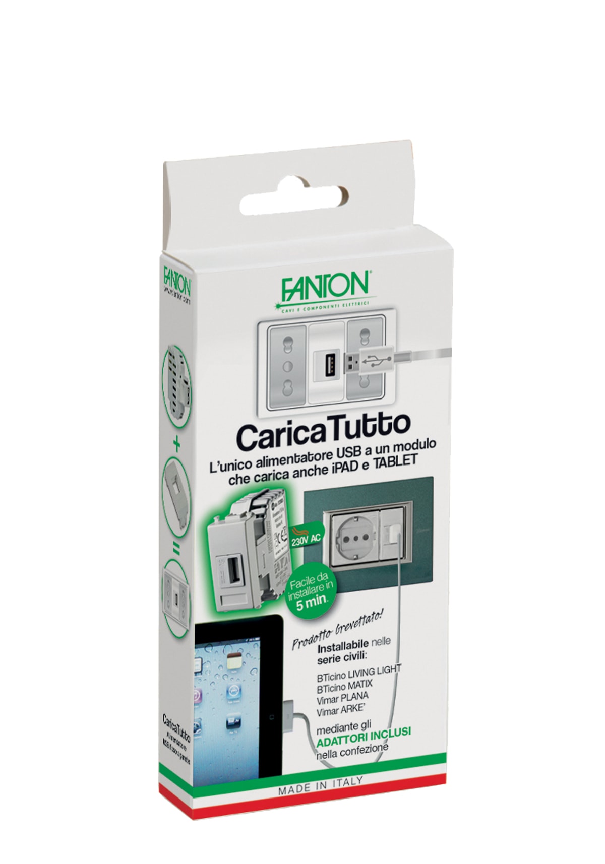FANTON SRL - FME99929-02 KIT CARICATUTTO USB-A 1,2A+ADATTATORI BI