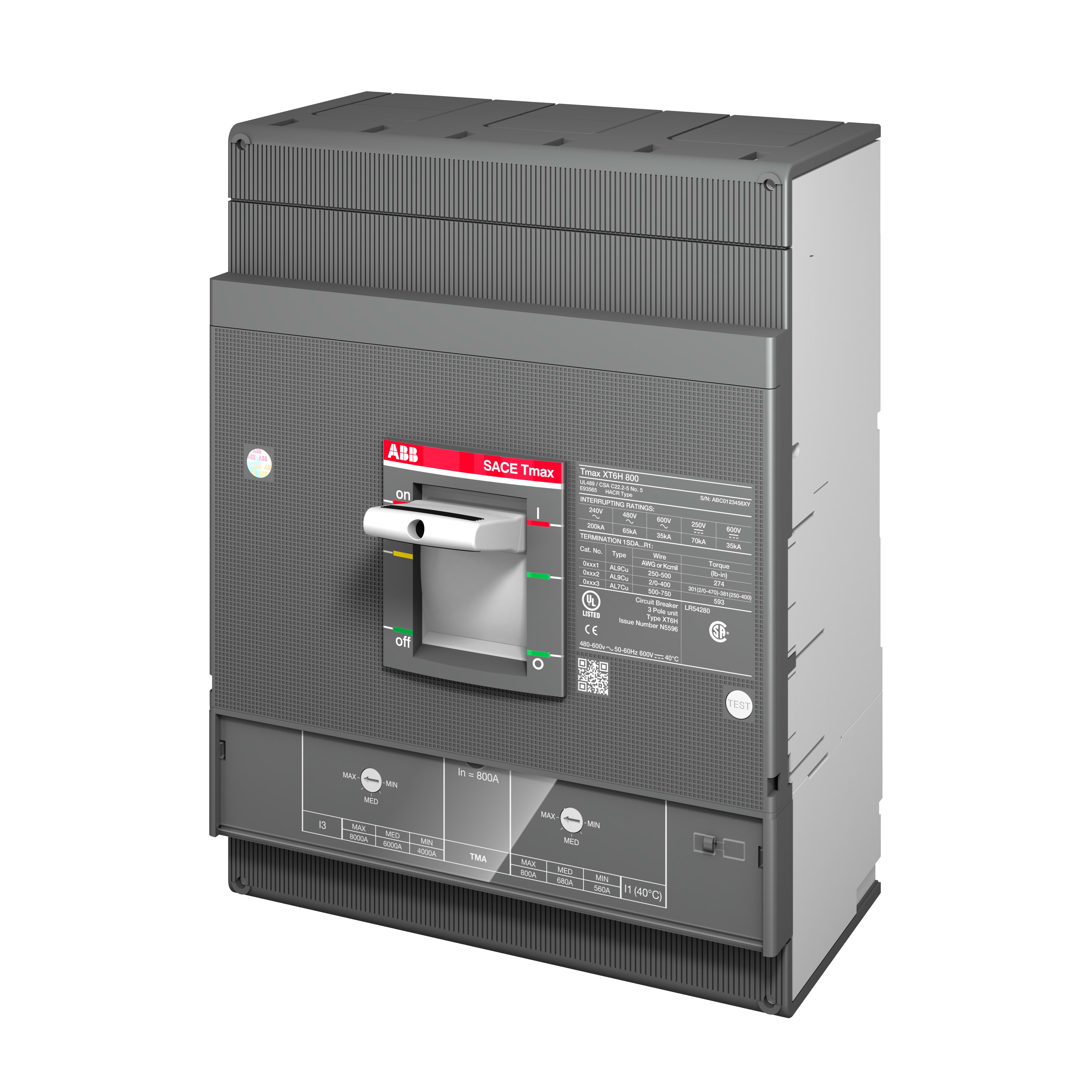 ABB SPA ABB1SDA102839R1 XT6N 800 TMA IN=800A 3P F F UL