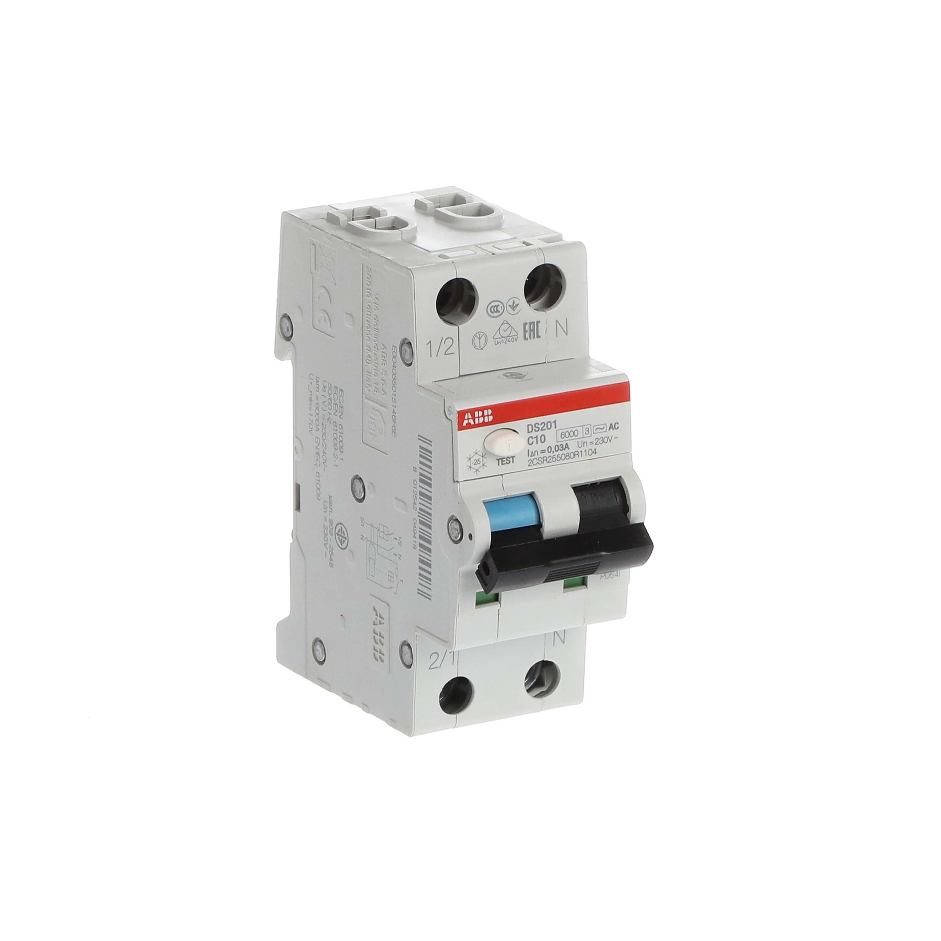 ABB SPA ABBDS201C10AC30 DS201 INT.DIFF.MAGN.6KA 1P+N AC C10 30MA