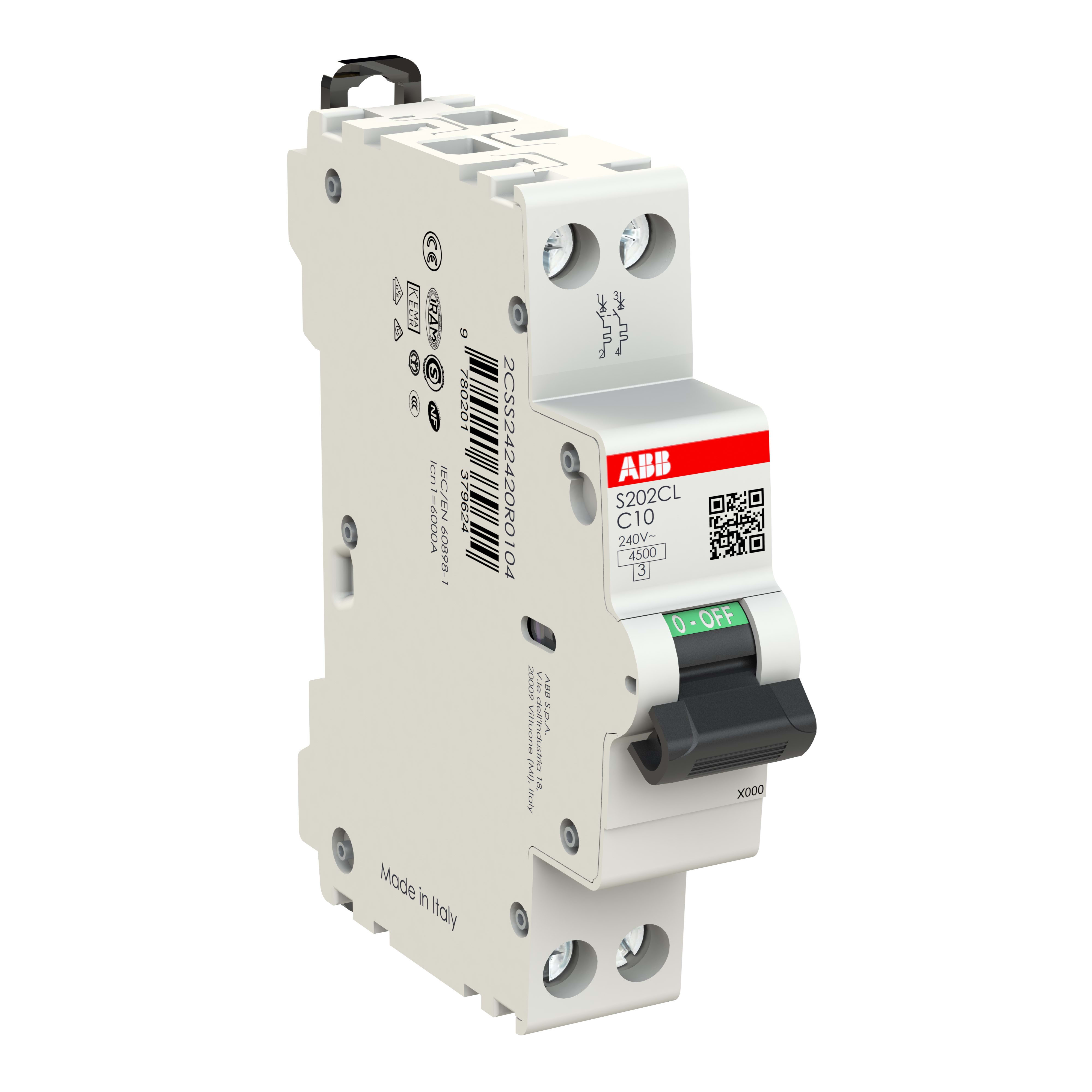 ABB SPA ABBS202CRLC10 S202CRL-C10 INTERR. AUTOMATICO 2P1M 4,5K