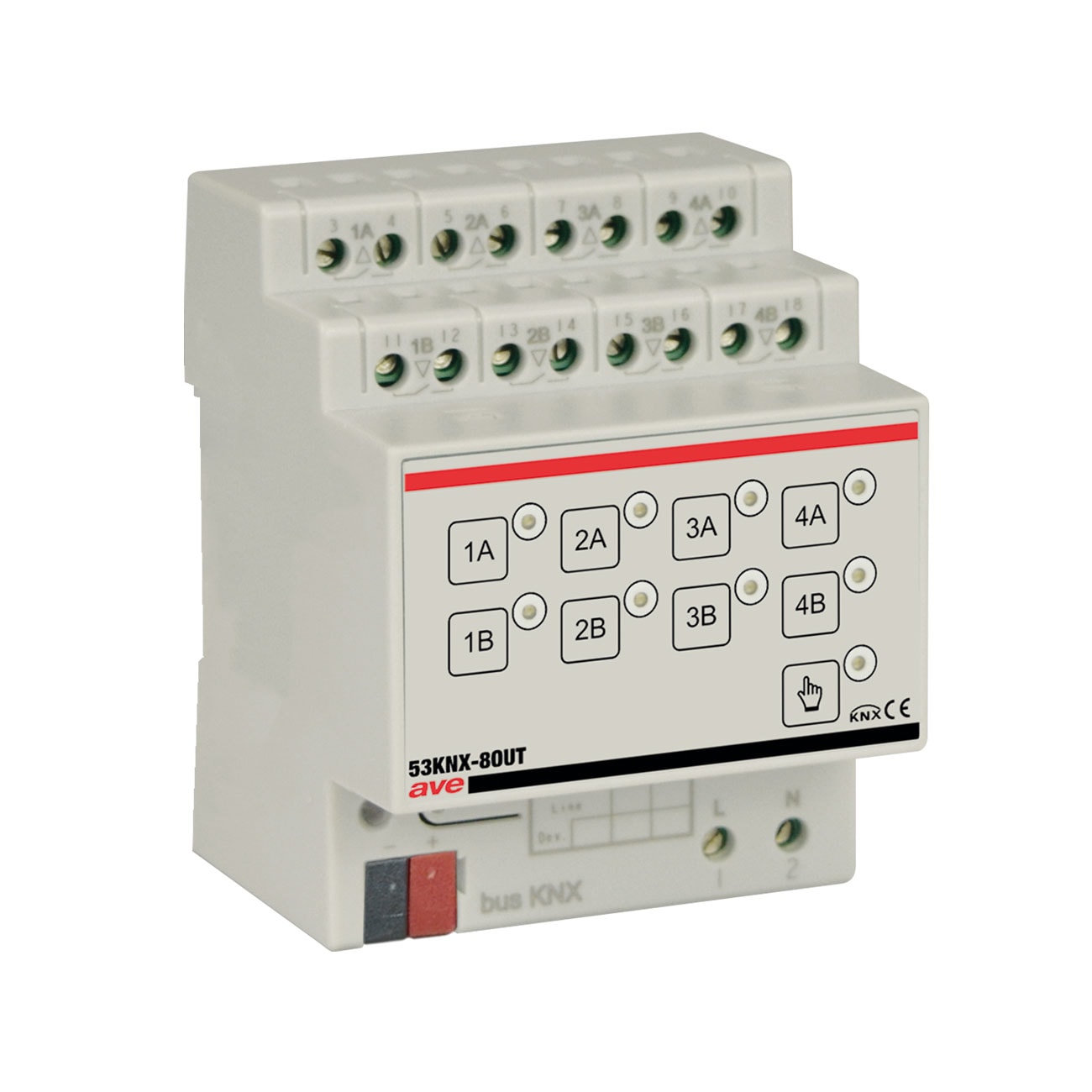 AVE AVE53KNX-8OUT ATTUATORE KNX 8/4CH LUCI/TAPP 4 DIN