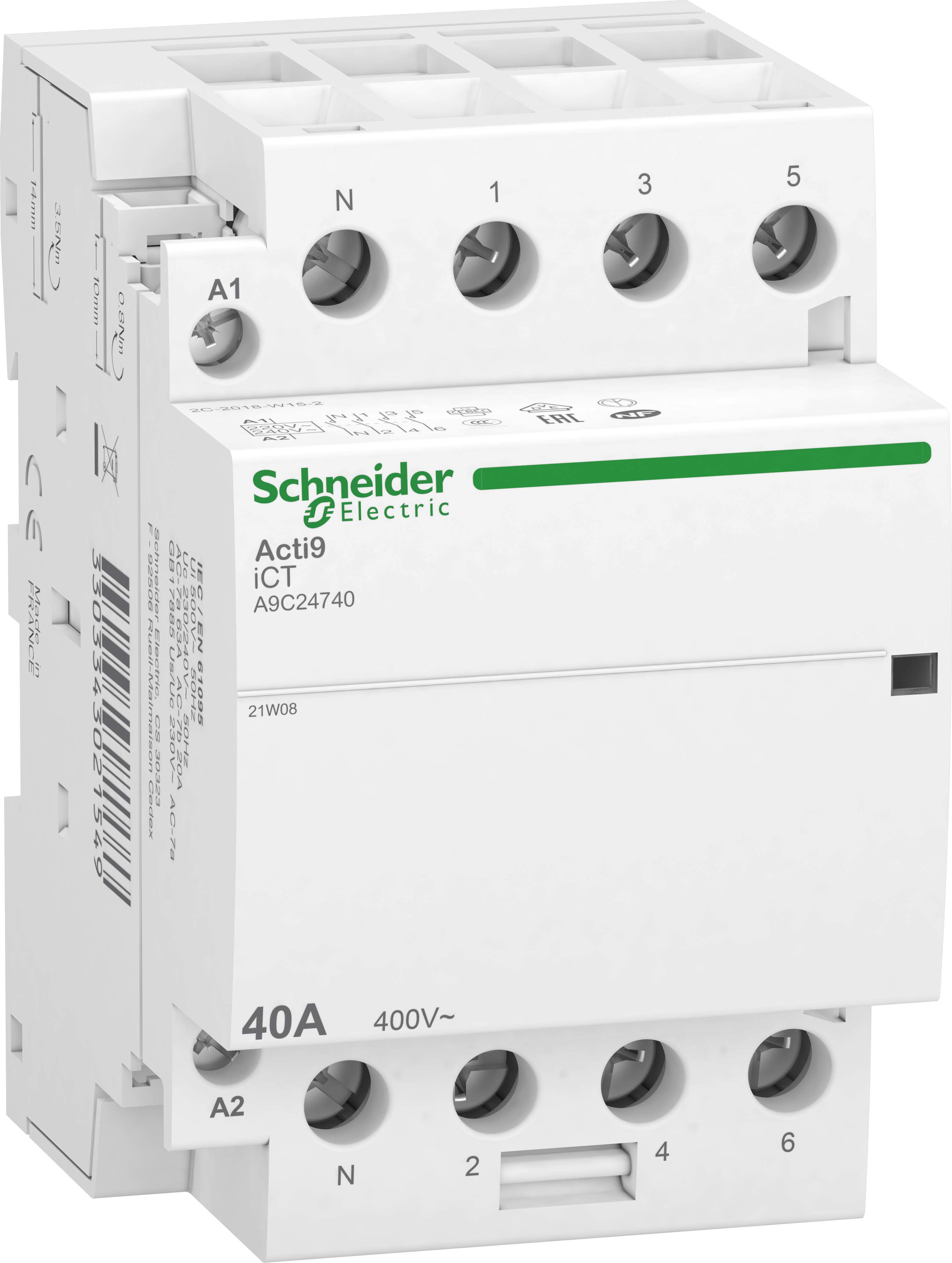 SCHNEIDER ELECTRIC - SNRA9C24740 CONT. ICT 4NA 40A COM. 230/240VCA 3P+N