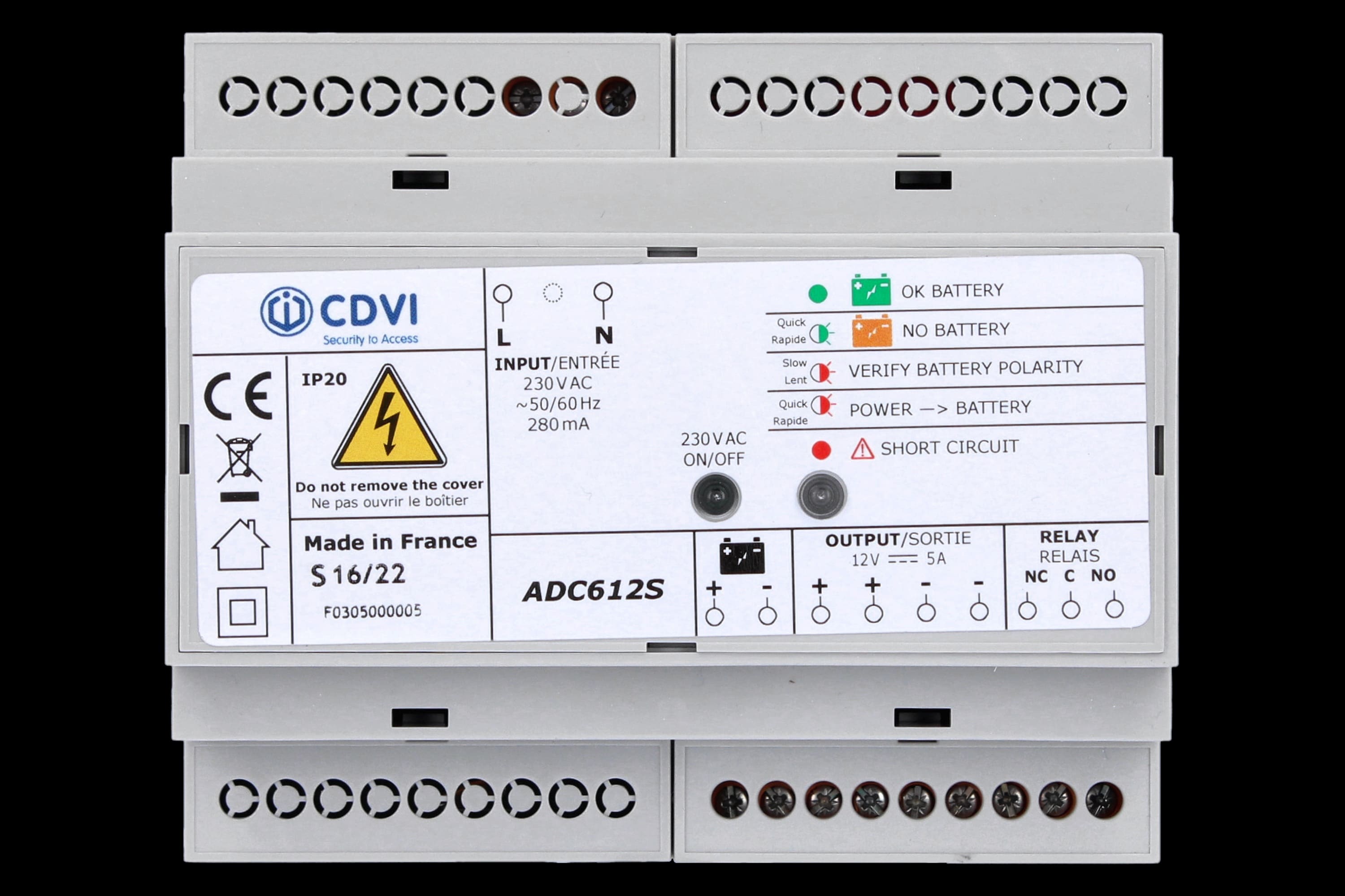 CDVI ITALIA SRL CDVADC612S ALIMENTATORE 12VDC/5A 6 MODULI DIN