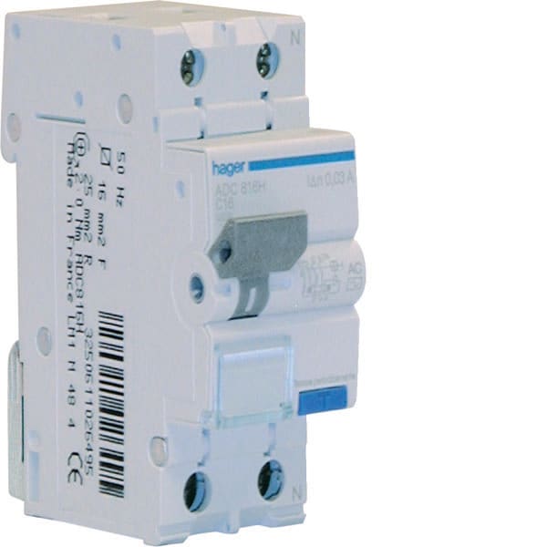 HAGER HAGADC820H DIFF MAGN 1PN 30MA AC 20A 4.5KA C 2M