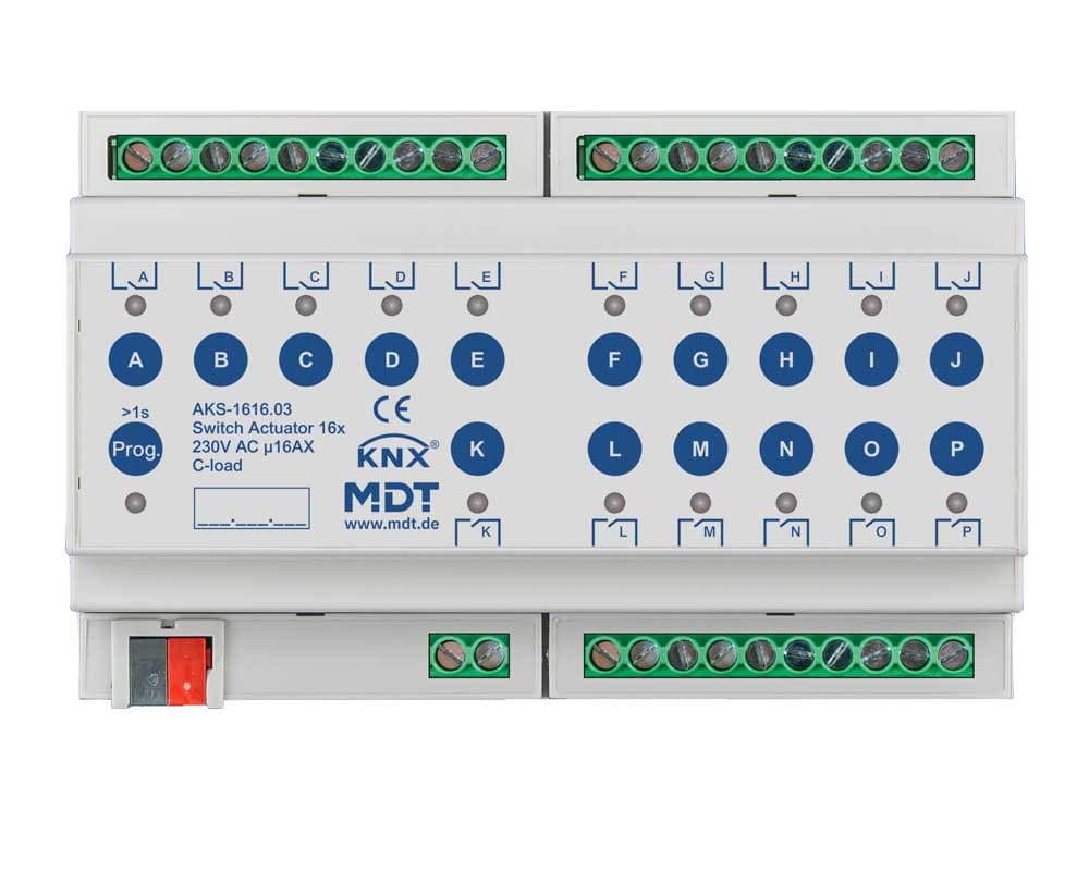 MDT ITALIA SRL EYGAKS-1616.03 Attuatore KNX on/off 16 canali,230V,16A, C-Last,140µF