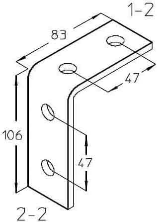 DIETZEL - DIE077511 Eckverbinder, 90A^, 2-2 Loch, 89x40x106