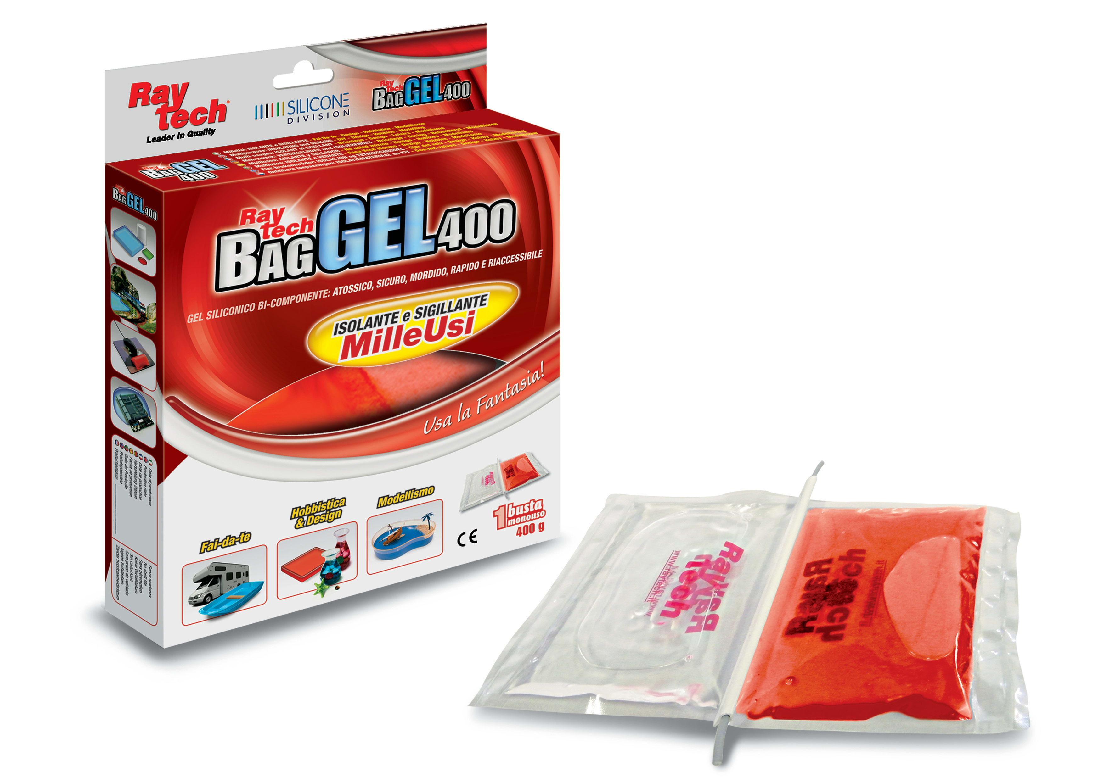 RAYTECH SRL RYTBAGGEL400-R BAG GEL 400-R ISOLANTE ROSSO 400 ML