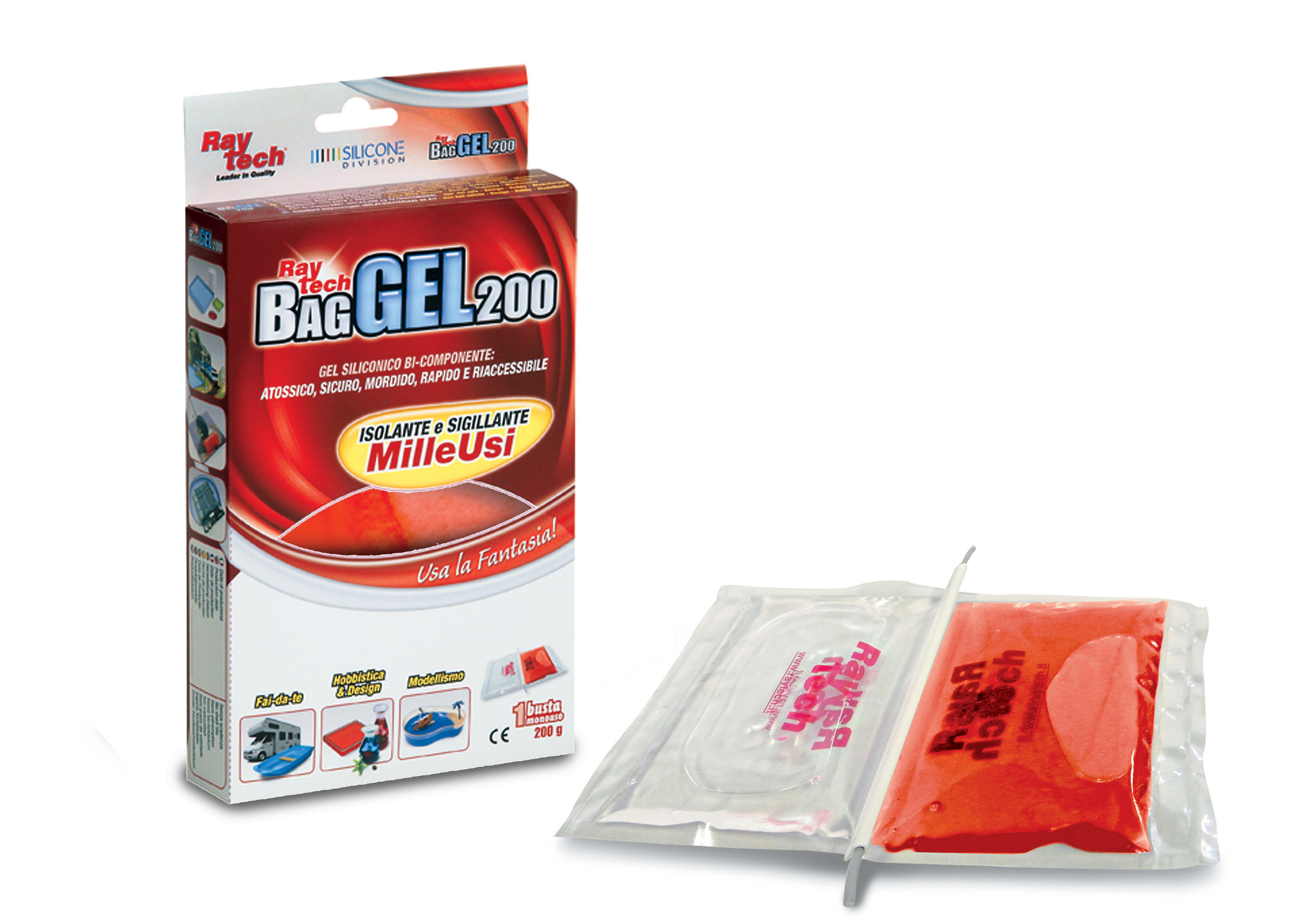 RAYTECH SRL RYTBAGGEL200-R BAG GEL 200-R ISOLANTE ROSSO 200 ML